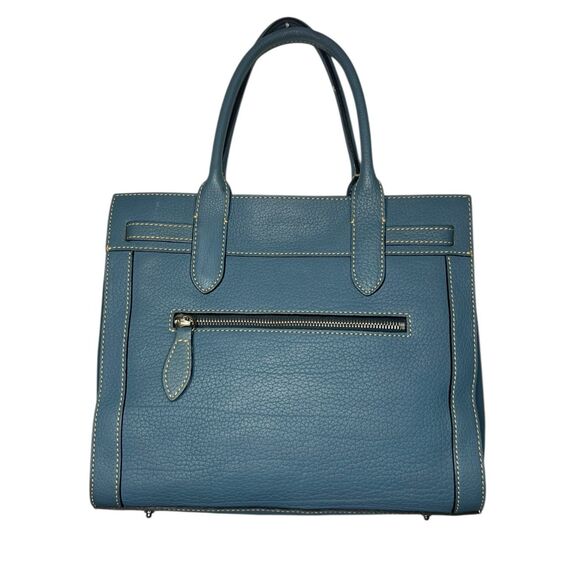 Vintage Dooney & Bourke Tasseled Leather Mini Tote Shoulder Bag Blue Purse - Picture 5 of 9